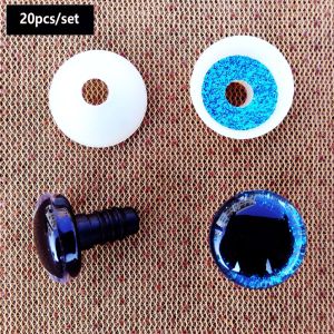NOBLEE 20pcs/set Nhựa tổng hợp Mắt mèo pha lê lấp lánh 3D 12mm Với Flash Pad Phụ kiện mắt búp bê nhiều màu sắc Linh Kiện Đồ Chơi Nhồi Bông Mắt búp bê thú nhồi bông tự làm hình gấu