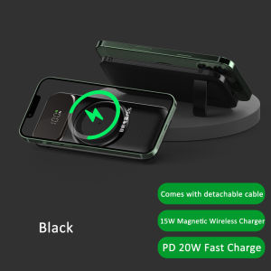 10000mAh Wireless Charger Power Bank Built-in 2 Cables Magnetic Power Bank Portable External Battery Charger For iPhone