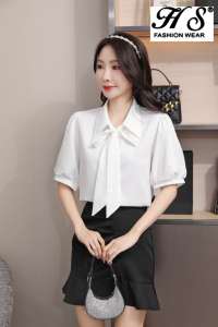 HS*40036*NEW KOREAN  STYLE SUMMER WOMEN SHORT SLEEVE NEW  ELEGANT OFFICE LASDIES BLOUSES