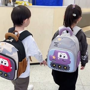 Balo mầm non mẫu giáo cho bé trai gái in nổi 3d hình xe đồ chơi cute dễ thương vải cao cấp 8066