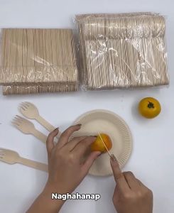 COD 100Pcs Pack Wooden Spoon Fork and Knife - Eco friendly & Disposable