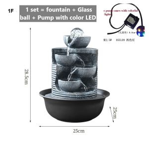 Fiber Water Fountain Water Features Fengshui LED lights Table top Desktop crystal ball ready stock in SG