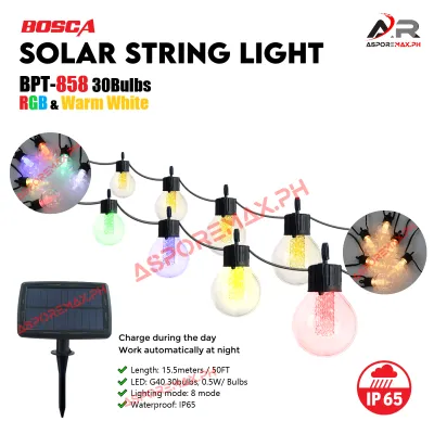 BOSCA G40 50FT 30Bulbs RGB Warm white Solar string light IP65 Outdoor Solar Christmas light BPT-858