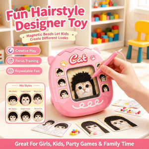 Kitten Hairstyles Magnetic Bead Drawing Board Educational Montessori Toy Reusable Doodle Tablet Fine Motor Activity Creative Learning Gift