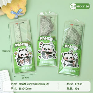 Ief Bộ thước kẻ phim hoạt hình dễ thương cho trẻ em-công cụ hình học 4 mảnh với thước đo góc hình tam giác và hình đồ dùng học tập cạnh thẳng hoàn hảo