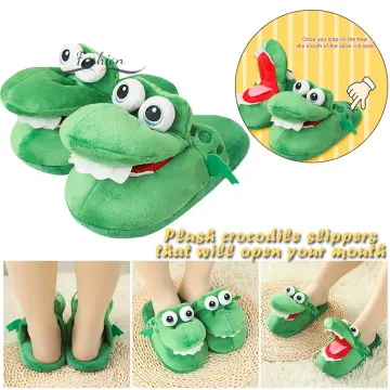 New newest Winter Can Open Mouth Crocodile Toy Plush Slippers Warm and Comfortable for