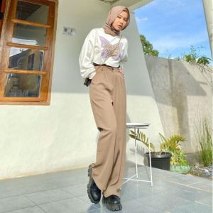 Highwaist Cutbray jeans wanita - celana cutbray - jeans wanita - kulot jeans - highwaist jeans - cutbray wanita kekinian