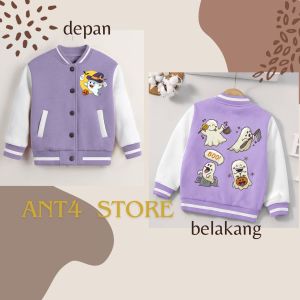 JAKET ANAK  VARSITY BASEBALL HELLOWEEN DAN MINION JAKCET ANAK PEREMPUAN LAKI LAKI  UMUR 2 - 12 TAHUN