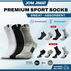 Sport Socks Anti Slip Sarung Kaki Breathable High Quality Running Football Stokin Socks White Black Socks Unisex 运动袜 袜子