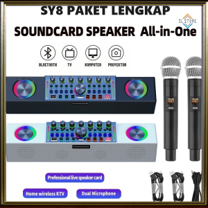 SL HOME KTV SPEAKER  BLUETOOTH SY8 2MIC LIVE SOUNDCARD PORTABLE OUTDOOR
