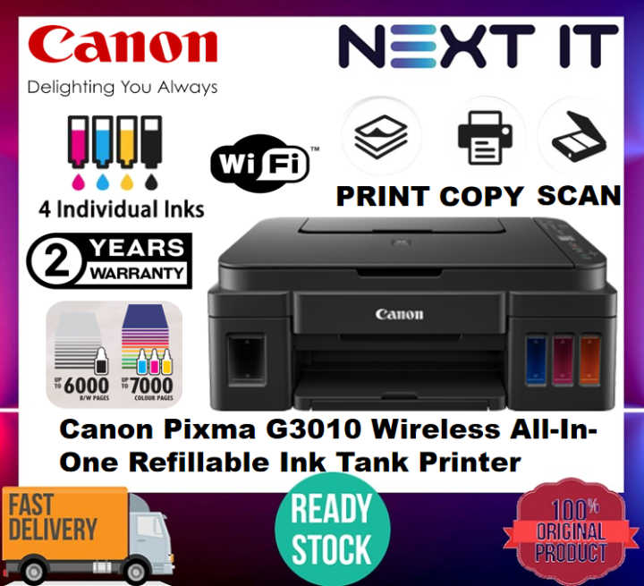[READY STOCK] Canon PIXMA G3010 Refillable Ink Tank All-In-One Printer ...