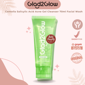 GLAD2GLOW Centella Salicylic Acid Acne Gel Cleanser 70ml Facial Wash Jerawat Komedo Sabun Cuci Muka