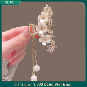 QK FA ✨ Kẹp tóc kim loại kẹp tóc nữ kẹp tóc ở phía sau đầu hoa nhài Ngọc Trai nạm kim cương thanh lịch
