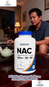 Nutricost NAC 600mg – Hỗ Trợ Chống Oxy Hóa Tăng Cường Glutathione Hỗ Trợ Sức Khỏe Gan & Hô Hấp ✔ Hỗ trợ sức khỏe gan và quá trình thải độc tự nhiên của cơ thể. ✔ Hỗ trợ sức khỏe đường hô hấp. ✔ Viên nang thực vật (Vegan Friendly).