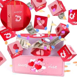FANME DIY Surprise Bounce Box Folding Pop-Up Red Envelope Bouncing Box Prank Boxes Funny Cash Bounce Gift Box Wedding