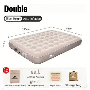 [SG Stock]Automatic Inflatable Air Bed With Built-in Pump Foldable Flocked Mattress For Camping