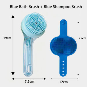 2-in-1 Pet Bath Brush Set Dog Cat Shampoo Brush Silicone Grooming Massage Cleaning Tool