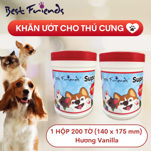 Hộp 200 Tờ Khăn Ướt Chăm Sóc Thú Cưng Làm Sạch Chó Mèo BEST FRIENDS SUPA VALUE
