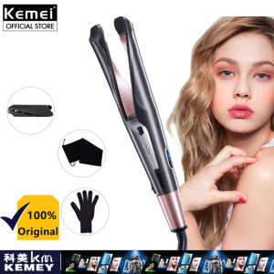 Kemei 2 In 1 Professional Electric Hair Straightener And Curling Hair Iron Fast Heating Tourmaline Ceramic Spiral Waver Hair Styling Tools