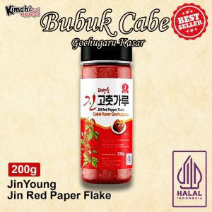 Gochugaru Korea JIN Red Pepper Bubuk Cabai Merah Asli 200gr - Variasi Kasar & Halus untuk Kimchi Tteokbokki dan Saus Pedas