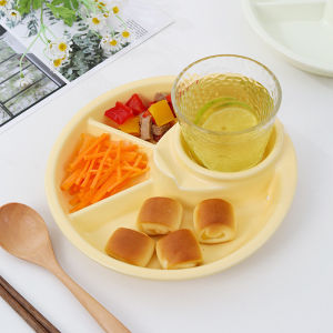 4 Grid Breakfast Plate Divided Portable Picnic Tray Portion Control Tableware Adults Kids Multiple Colors Dinner Plate