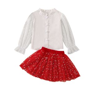 (LOLI-JKT) BS-312 SET ANAK CEWEK ROK STAR RED BLOUSE 90-140 BABY GIRL
