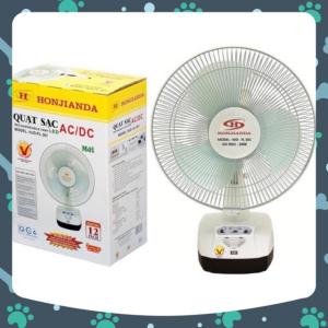 Quạt sạc tích điện để bàn AC&DC 12 inch Honjianda FL301 2 bình - có đèn ngủ LED & USB
