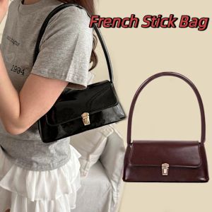 IU MISS วินเทจ กระเป๋าขนมปังฝรั่งเศส กระเป๋าถือ ความจุขนาดใหญ่ กระเป๋าสะพายหนัง PU ทันสมัย แฟชั่น กระเป๋าใต้วงแขนทรงสี่เหลี่ยม สาวๆ