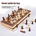 Magnetic wooden chess board set wooden foldable international chess set for travel family activities Two in one chessboard. 