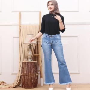 Celana Jeans Cutbray 28-38 Jumbo Rawis Wanita 3 Warna Bahan Softjeans Strecth Melar