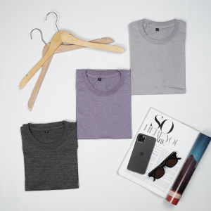 Kaos Polos Lengan Pendek Pria Wanita Dewasa Twotone Katun Misty TC Paket Murah 3PCS