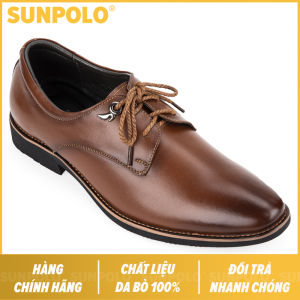 Giày nam Giày tây công sở da bò cột dây SUNPOLO SPH286 (Nâu đất Nâu bò)