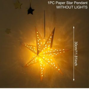 UNIITY Hollow Out Star Hanging Pendants Paper Eid Mubarak Christmas Light Cover Gifts Window Grille Light Home Decorations