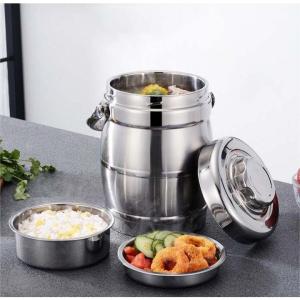 Portable Stainless Thermo Insulated Thermals Food Container Round Lunch Box