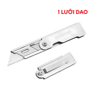 Dao rọc giấy cao cấp WORKPRO WP211001 siêu nhỏ gọn lưỡi dao SK5 thân bằng thép không gỉ cắt giấy rọc băng keo thùng hàng bìa carton