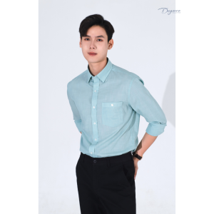 Áo sơ mi trơn Dugarco nam công sở dài tay form regular vải cotton mềm mịn 228SM106