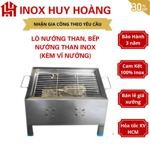 [35-40-45cm] Bếp nướng than inox lò nướng than inox nhỏ gọn tặng kèm vĩ nướng lò nướng mini lò nướng nhỏ