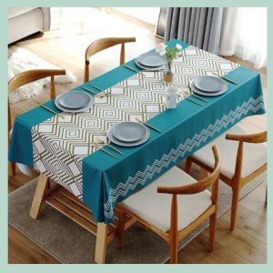 Khăn trải bàn chống thấm mẫu runner line giữa chất nhựa PVC cao cấp nhiều kích thước rất khó rách Nhà Xinh Decor