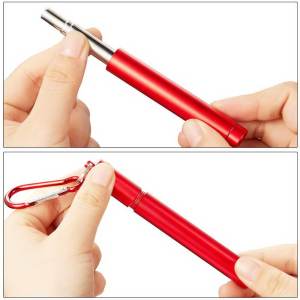 Ống hút Inox vỏ màu đỏ may mắn năng động hiện đại thu gọn bỏ túi mang theo mọi nơi-Shop Tiện Ích Vượt Trội