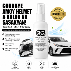 Odor Block Helmet & Car Spray 50ml | Odor Neutralizer Deodorizer for Motorcycle Helmet Car Interior Upholstery & Surfaces | Fresh Scent Spray for Helmet & Auto