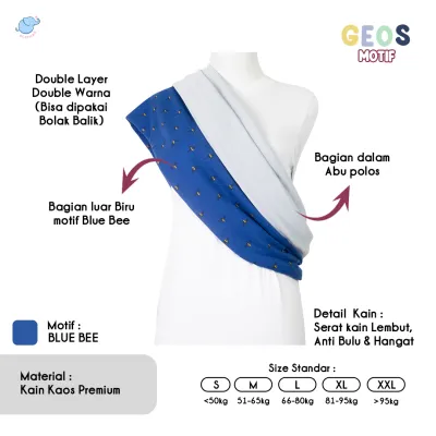Elephas Geos Motif Series - Gendongan Bayi Gendongan Instan Premium Gendongan Kaos Simple Double Kain Bolak Balik Bergaransi Bisa M Shape Untuk Newborn hingga Toddler
