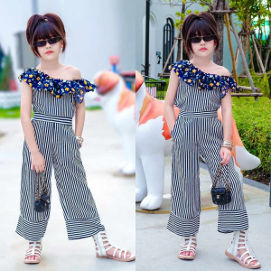 ชุดแฟชั่นเด็กผู้หญิง แฟชั่นเด็กขายาว แต่งผ้าลายดอก