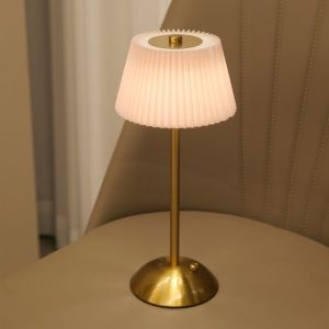 PAXTONE Stepless Dimmable Small Pleated Table Lamp Touch Control 3 Color Lights LED Bedside Lamp Vintage USB Rechargeable Nightstand Light Bedroom
