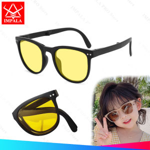 IMPALA QT1010W Trẻ em Kính râm có thể gập lại cho bé bé trai và bé gái 2-10 tuổi kính chống tia UV trẻ em Kính mát khối ánh nắng mặt trời Kính