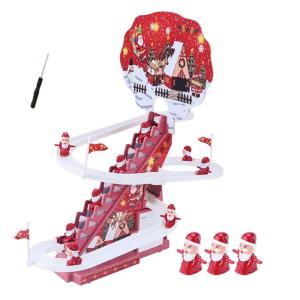 อุปกรณ์สำหรับแต่งกายปาร์ตี้ซานต้าสำหรับปีนบันไดซานตาคลอสของเล่น Hiasan Kamar คริสต์มาสของขวัญคริสต์มาสสำหรับเด็กดนตรีเทศกาล