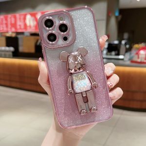Zeallion Ốp Lưng Hình Gấu Hoạt Hình Lấp Lánh Cho [Apple iPhone 14 13 12 Mini 11 Pro X Xs Max XR 7 8 6 Plus SE 2020] Ốp Lưng TPU Đứng