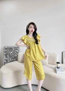 Bộ đồ ngủ mặc ở nhà tay ngắn quần đùi chất lụa xước Tô Châu ĐỒ NGỦ SÀI GÒN