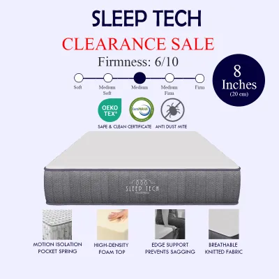 [SG] [CLEARANCE] Pocketed Spring Spring Mattress from SLEEP TECH Cloud Mattress Single Super Single Queen and King Size