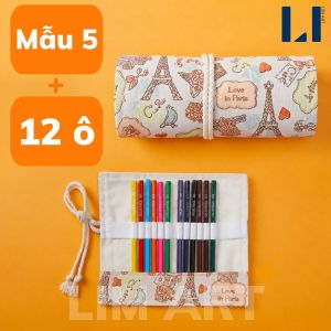 Túi đựng bút chì cọ vẽ dạng cuộn 12/24/36 lỗ bằng vải canvas tiện dụng LIM ART