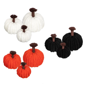 Handmade Crochet Pumpkin Decoration Unique Holiday Home Decoration Plushie Polyester Craft For Party Table Display